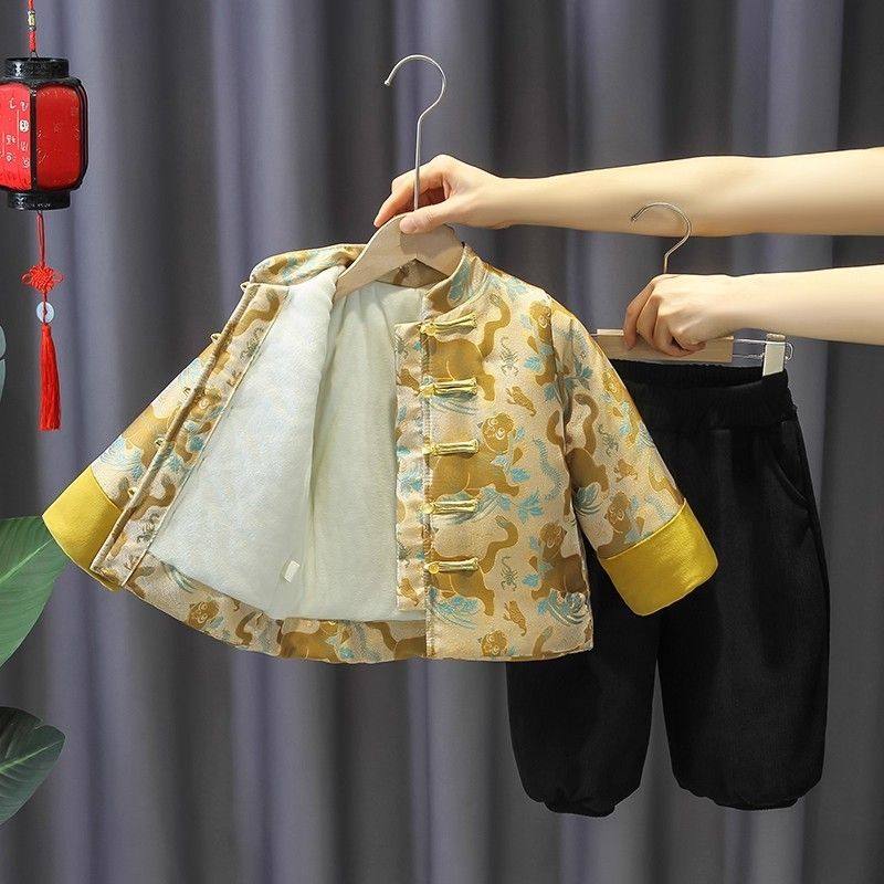 拜年服男童汉服儿童新中式儒雅唐装套装宝宝中国风加绒加厚两件套,童装/婴儿装/亲子装,唐装,淘宝优惠券,粉丝福利购,淘宝优惠卷
