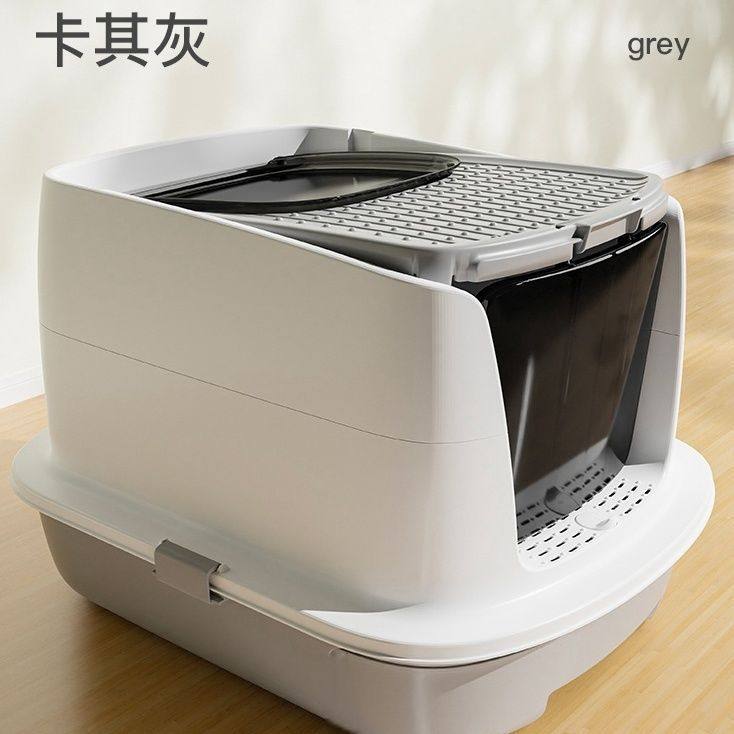 472猫砂盆全封闭隔臭超大号封闭式猫砂盆抽屉式抽拉式猫屎盆子防