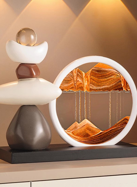 时来运转流沙画摆件客厅电视柜酒柜玄关轻奢高档办公室轻奢装饰品