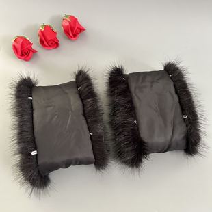 袖口毛圈大衣毛毛袖套保暖松紧扣眼套袖防风袖口护手环仿狐狸毛绒