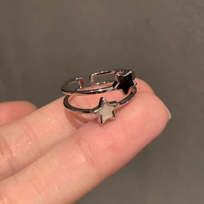 Kpop Fashion Star Zircon Crystal Rings for Women Girls Doubl