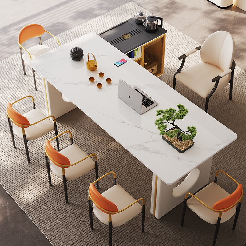 办公室岩板d茶桌椅组合轻奢现代简约高级感岛台茶桌高端接待泡茶