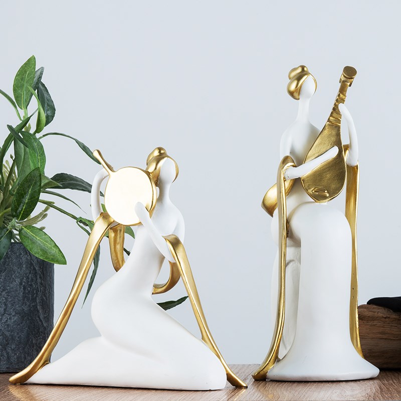 奏乐人物仕女摆件新n中式风电视柜玄关酒柜客厅艺术装饰品创意轻