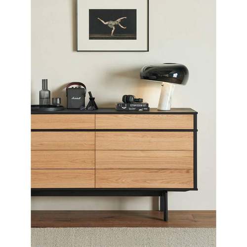 YG-665北欧复古八斗柜客厅意式极简卧室实木靠墙储物收纳餐边柜子