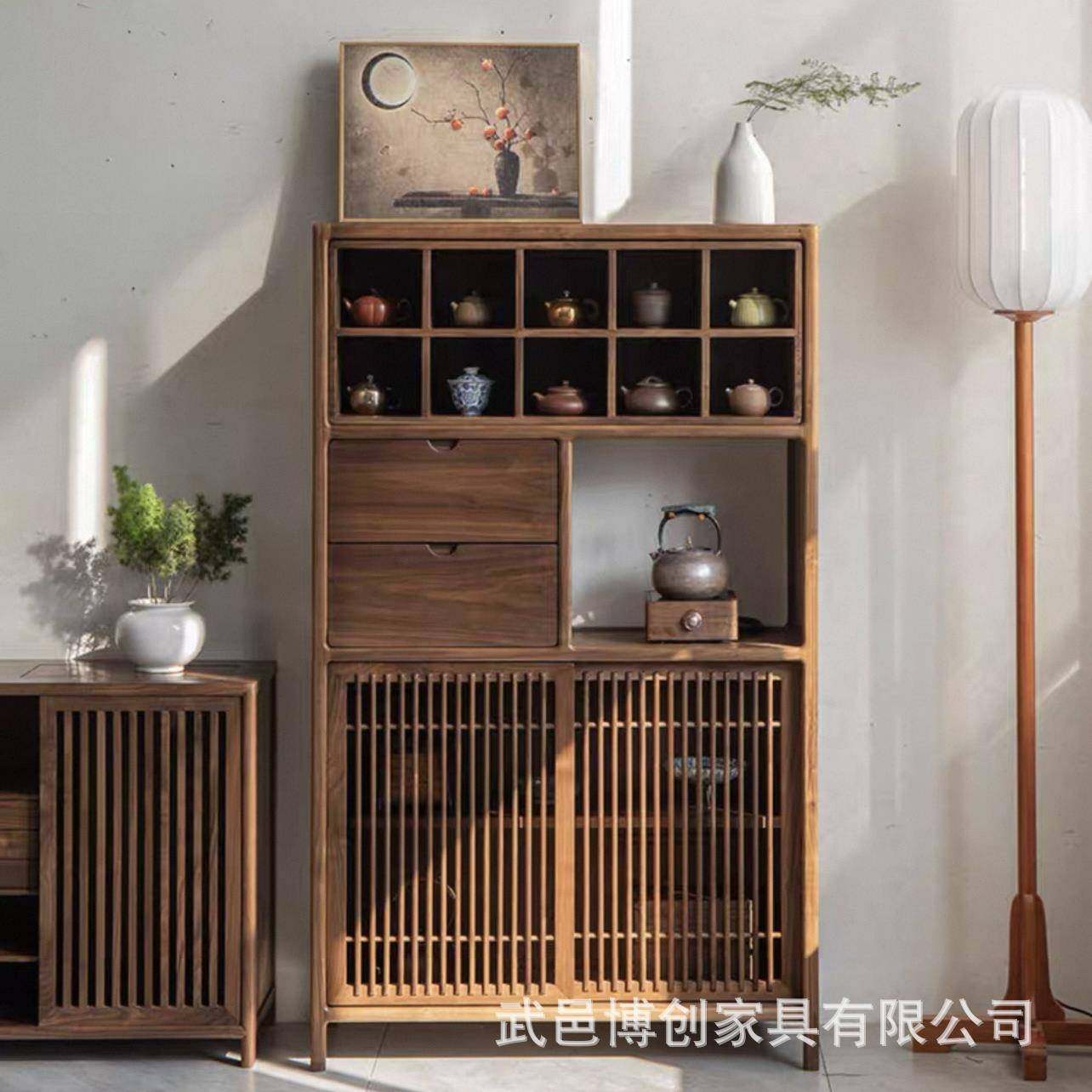 新中式实木博古架茶室茶杯茶壶茶具置物架展示柜多宝阁收纳柜茶柜