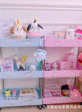 可爱推车日系美乐蒂玉桂狗三层落地置物架可移动卧室浴室收纳架子