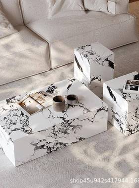 茶几岩板茶几客厅家用小户型现代简约设计师岩板长方形网红小茶几