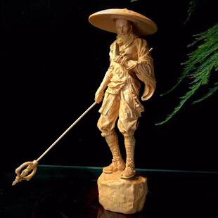 崖柏木雕魔兽世界人物汽车摆件实木雕刻工艺品武僧居家办公装饰品