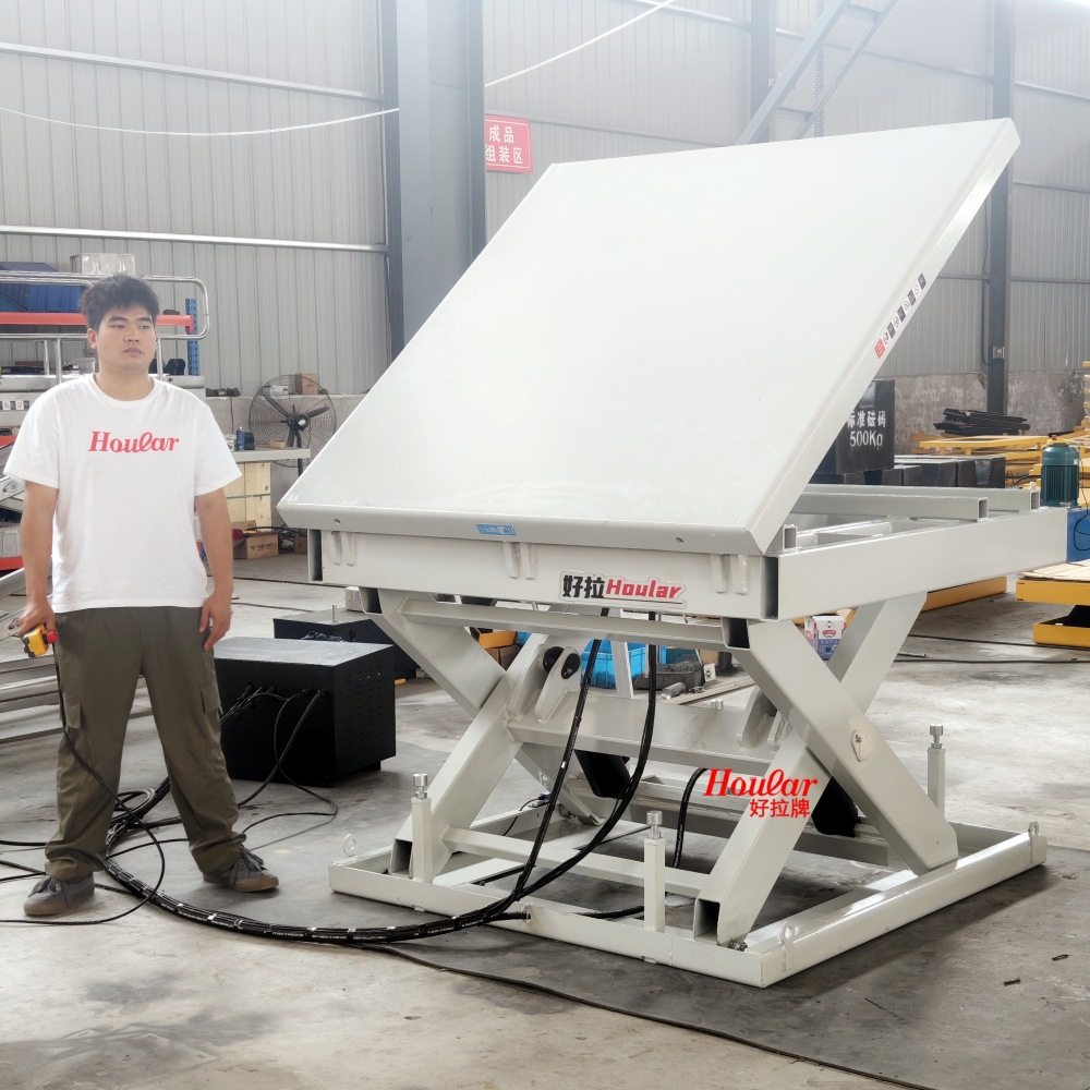 非标1吨台面侧翻升降台倾斜式升降机电动升降平台可倾倒翻转台