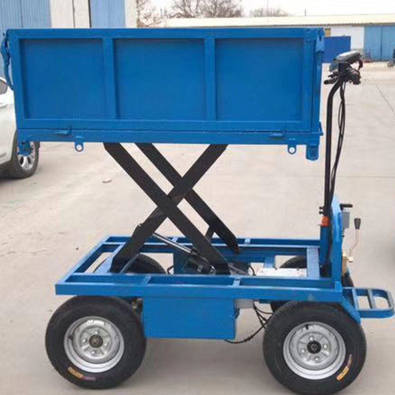 四轮自动升降斗车 饲养运料平升三轮搬运车 电动液压升降台车