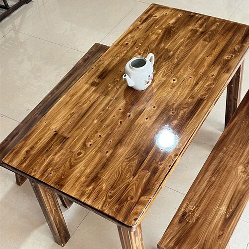 实木快餐桌椅组合小吃店餐桌面馆饭店食堂经济型烧烤排档长条桌子