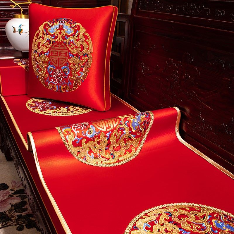 新中式红木沙发垫家m用客厅实木家具坐垫盖布罗汉床垫子沙发巾套