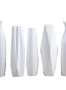 50cm白色陶瓷花瓶 台面家居装饰 简约现代落地大花瓶 创意可装水