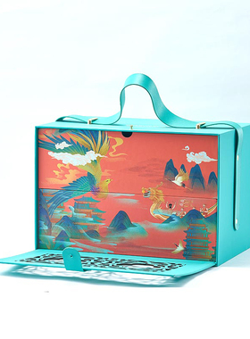 2023新款端午节粽子包装盒 蓝色方盒粽子盒酒店高端粽子 (粽礼)