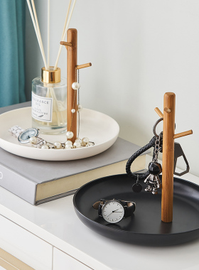 创意进门玄关钥匙收纳盒鞋柜摆放台桌面置物首饰架装饰品托盘摆件