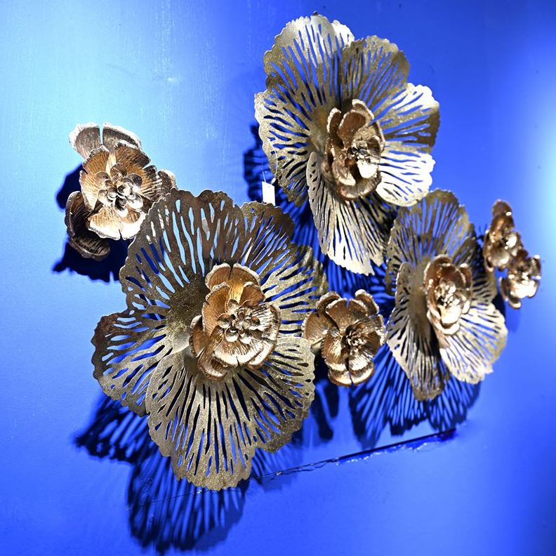 手工彩绘新中式立体壁画铁艺牡丹餐客厅墙面装饰品现代墙饰壁挂图片