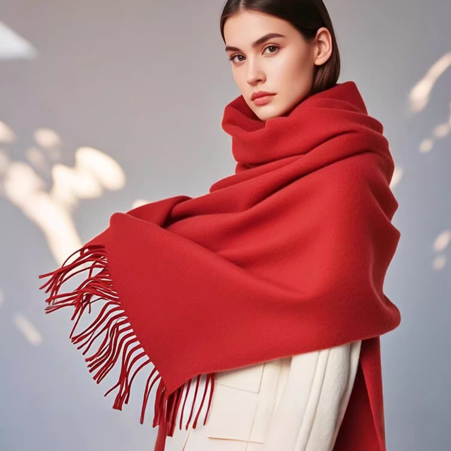 长款百搭披肩加厚保暖纯色围脖