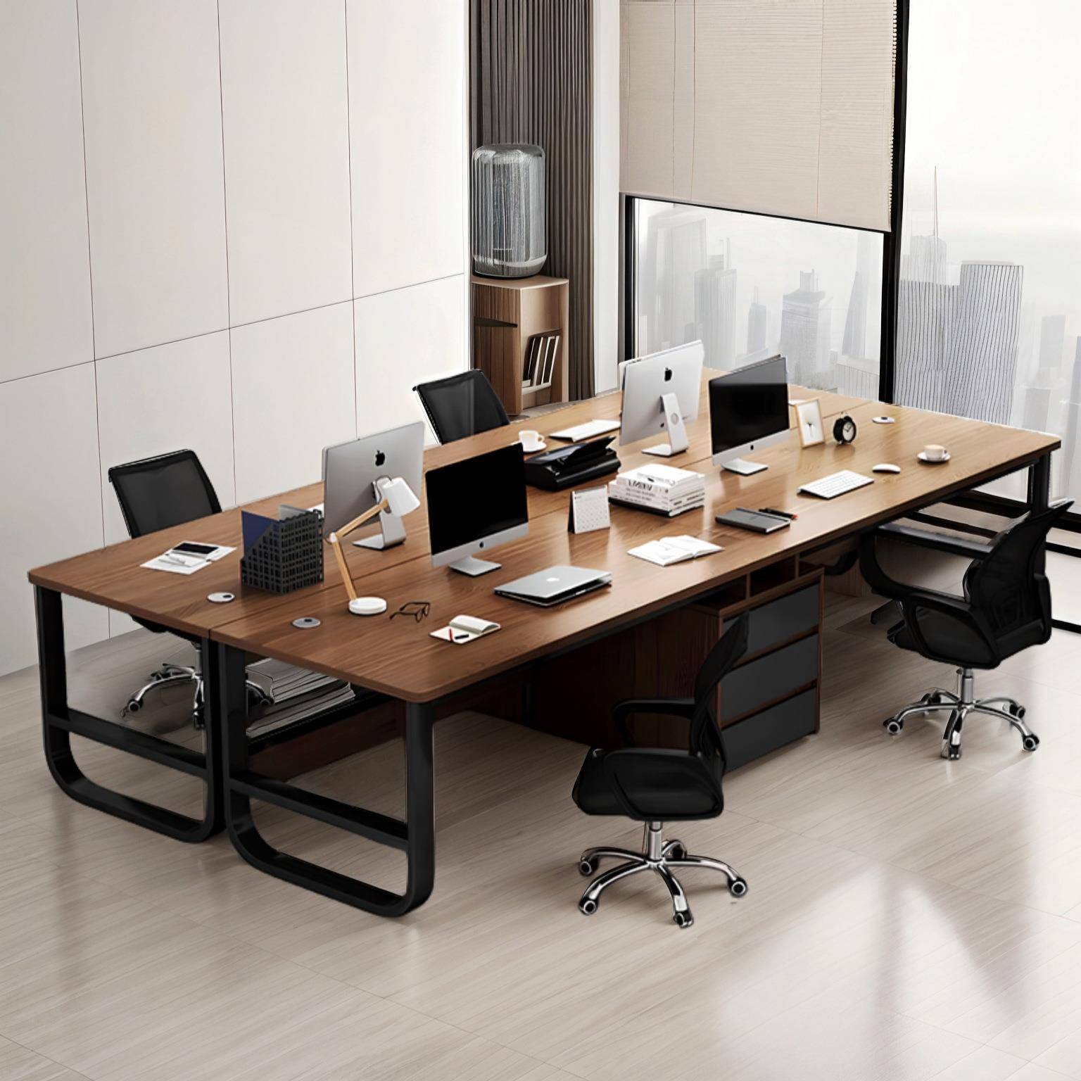 办公桌简约现代电脑桌台式办公室桌子四人位工作台员工位职员桌