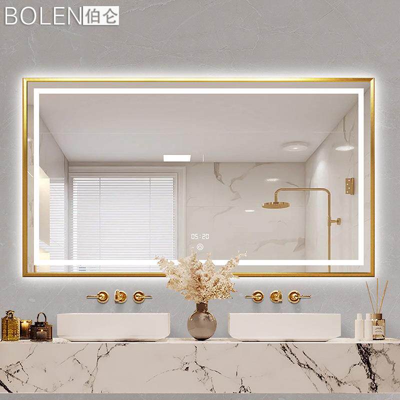 BOLEN智能浴室镜子挂墙触摸屏led灯镜高清铝框镜卫生间防雾镜