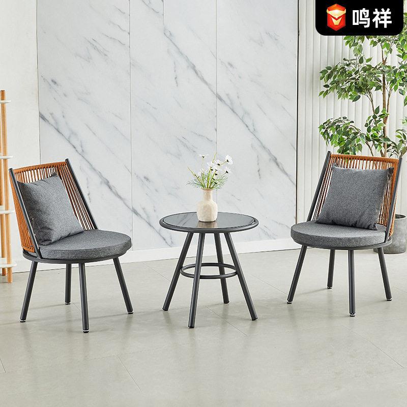 民宿酒店茶室餐桌椅家庭庭院休闲户外椅子露天阳台纱线编制餐桌椅