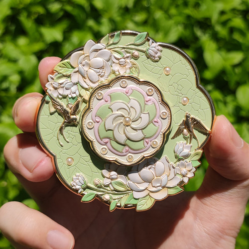 【正版】方寸文创福州茉莉花簪花香氛随身化妆镜手持镜纪念小礼物