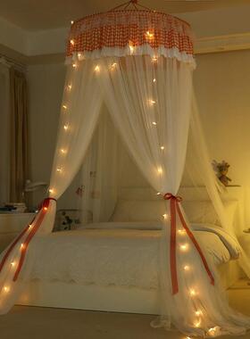 CB#新款防尘吊顶三开门蚊帐圆顶吊顶免打孔落地式防尘顶吊挂蚊帐