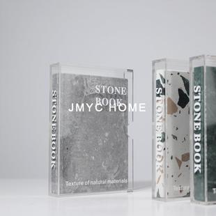 简约现代大理石装饰书本摆件样板间软装书房书柜展示柜软装饰品