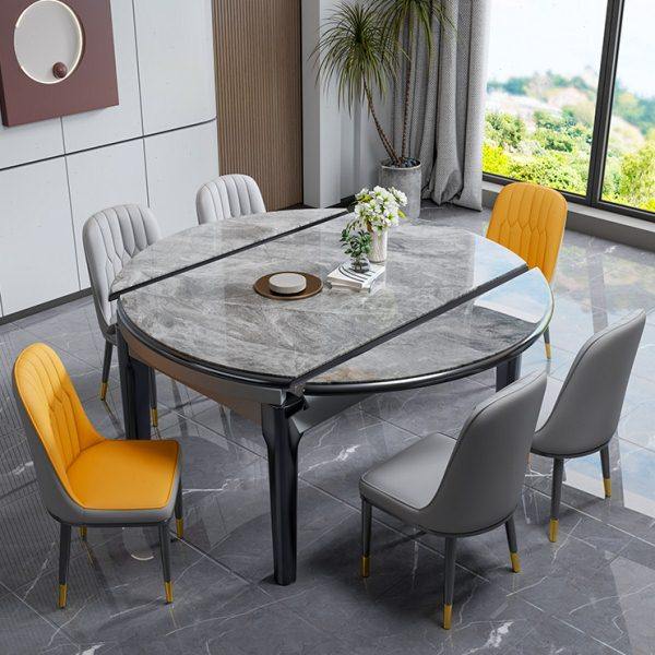 实木岩板餐桌椅组合家用现代简约轻奢小户型伸缩折叠饭桌可变圆桌,住宅家具,岩板餐桌,淘宝优惠券,粉丝福利购,淘宝优惠卷