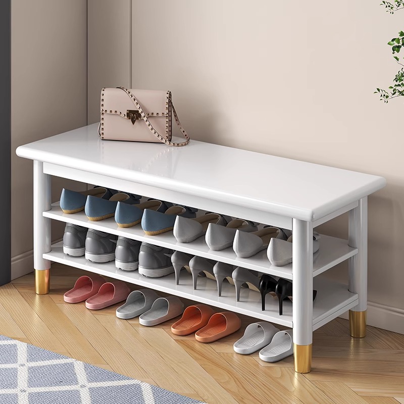 新中式实木e换鞋凳家用门口可坐鞋柜入门坐凳一体多层收纳鞋架
