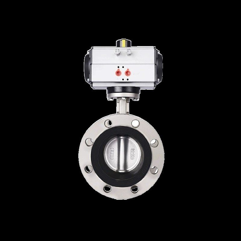 气动不锈钢法兰蝶阀D641X-10/16P软密封304 DN80 100 125 150 200