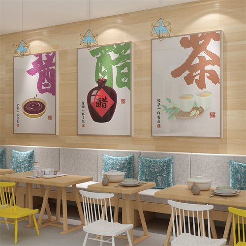 网红饭店墙面装饰创意烧烤肉店火锅餐饮馆国潮布置贴纸壁画工业风