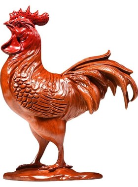花梨木雕鸡摆件实木鸡生肖鸡大公鸡家居客厅装饰摆设红木工艺礼品