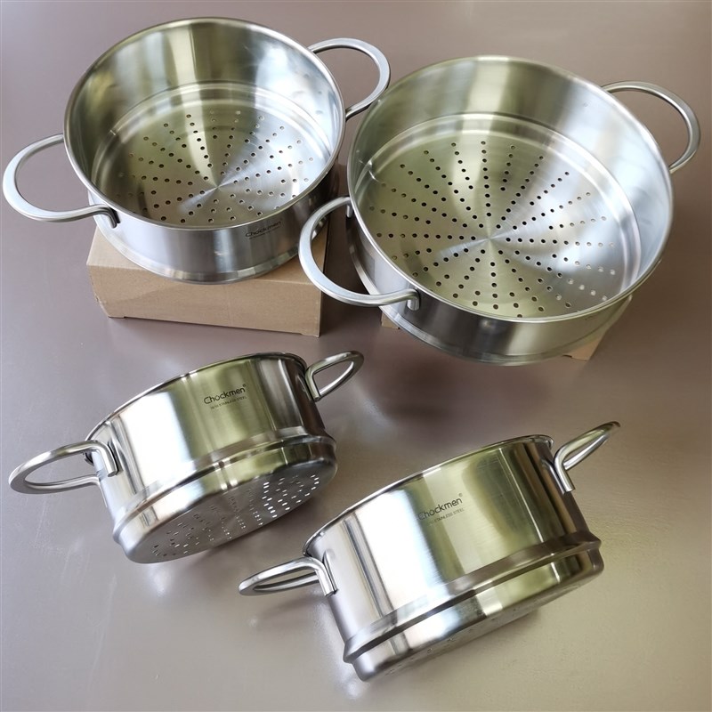 18/10不锈钢蒸笼蒸笼蒸q架304加厚家用厨房蒸格可叠加16-24cm带柄