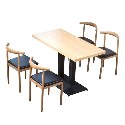 面馆早餐餐厅桌子实木桌椅套装加粗烧烤现代咖啡厅快餐桌椅组合