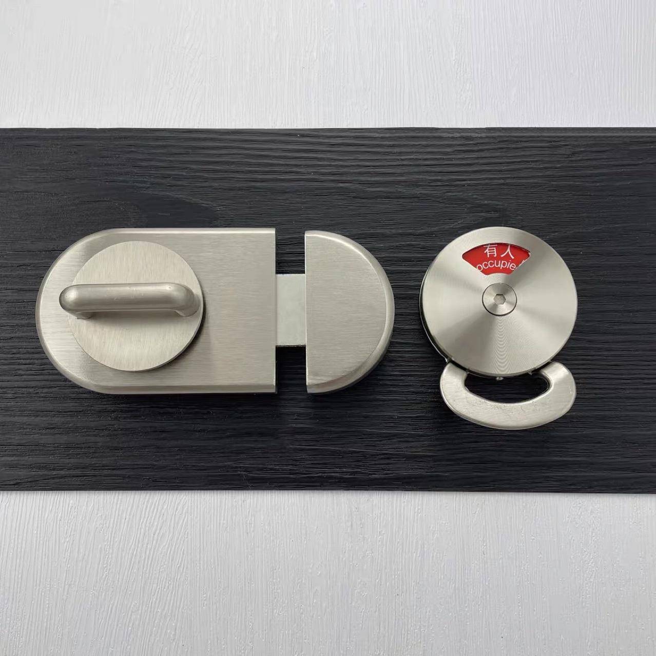 公共厕所卫生间隔断五金门锁304不锈钢加厚插销锁指示锁