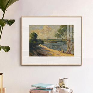 饰画民宿画酒店床头画 奶油风莫奈名画客厅餐厅装 漫步塞纳河 法式