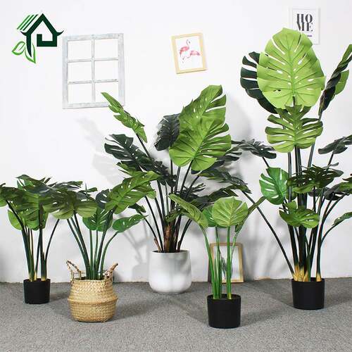 绿阁仿真绿植龟背竹真环保pe龟背叶景观植物盆栽龟背竹