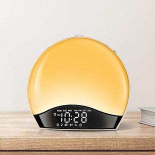 新款模拟日出唤醒灯电子闹钟卧室床头灯带白噪音伴睡氛围灯