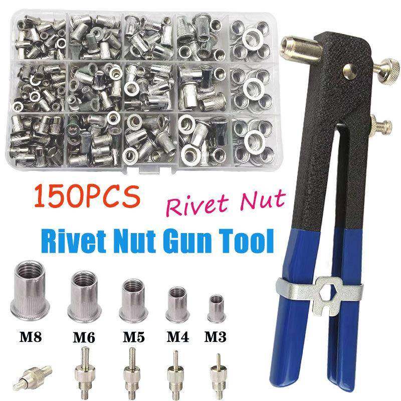 直销150pcs盒装不锈钢拉铆螺母平头竖纹铆螺母组合+1PC工具,畜牧/养殖物资,畜牧/养殖器械,淘宝优惠券,粉丝福利购,淘宝优惠卷