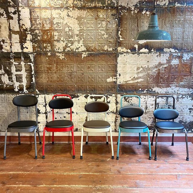dulton金属靠背椅吧台椅高脚凳办公PU皮坐垫餐厅椅铁质工业风多色
