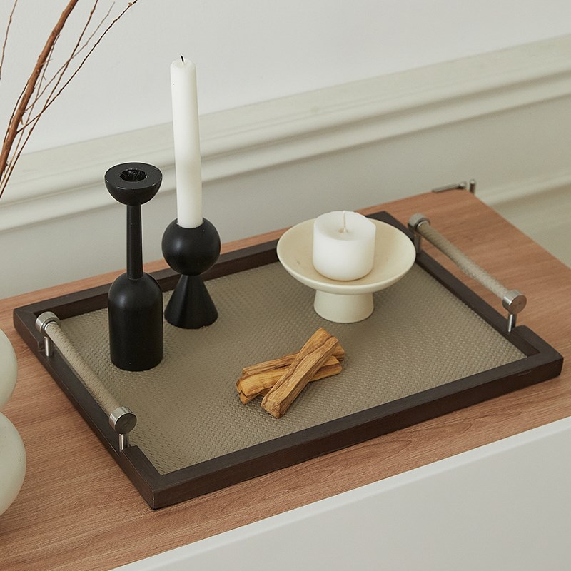 法式复古托盘摆件轻奢高档玄关收纳精致酒店浴室香薰蜡烛置物盘