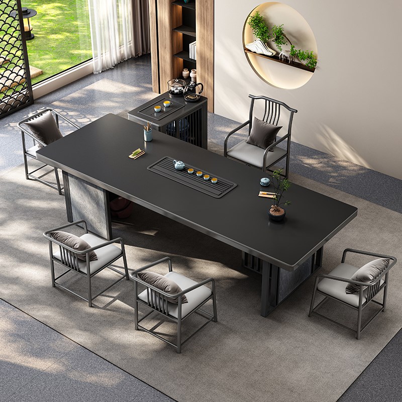 轻奢岩板茶桌椅组合办公室泡茶z台烧水壶一体茶几简约客厅家用大