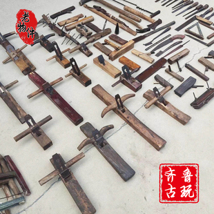 7080年代怀旧民俗老物件木匠工具传统木工鲁班刨V子墨斗木钻摆件