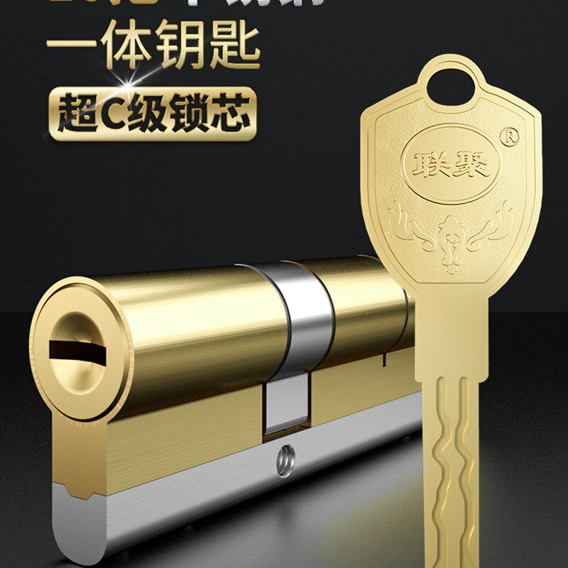 联聚超C级防盗门锁芯 多轨道复合叶片家用防盗门大门通用锁心