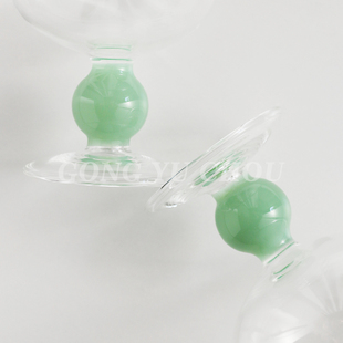 法式 红酒香槟杯复古风果汁饮料杯迷你小杯子 中古风薄荷绿矮脚杯