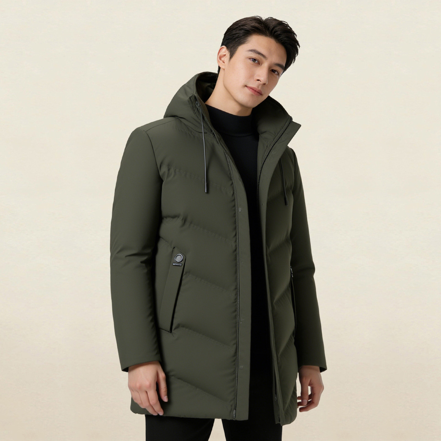 AB 2025冬季时尚冬装休闲经典男士舒适显瘦抗皱连帽羽绒服潮