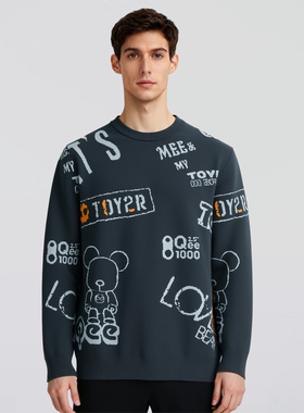 AB 2025秋冬新款字母提花柔软Qee联名长袖圆领针织衫