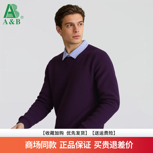 AB 2025年秋冬新款男装时尚舒适假两件休闲百搭打底针织衫男