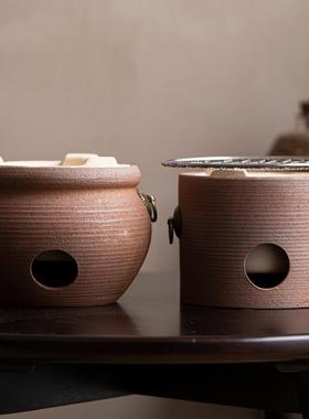 围炉煮茶老岩泥双耳炭炉烤火炉家用室内罐罐煮茶器具潮州红泥风炉