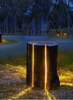 太阳能草坪灯户外防水庭院公园景观灯树脂仿真花园装饰发光树桩灯